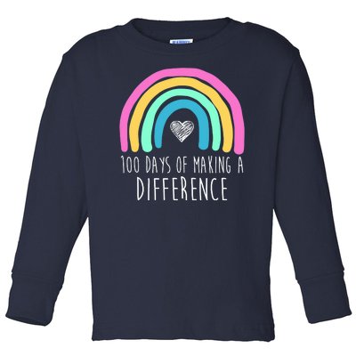 100 Days Of Making A Difference 100th Day Of School Toddler Long Sleeve Shirt