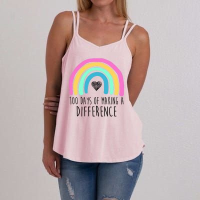 100 Days Of Making A Difference 100th Day Of School Women's Strappy Tank