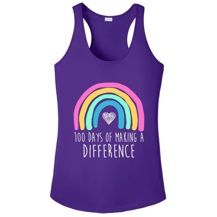 100 Days Of Making A Difference 100th Day Of School Ladies PosiCharge Competitor Racerback Tank