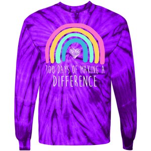 100 Days Of Making A Difference 100th Day Of School Tie-Dye Long Sleeve Shirt