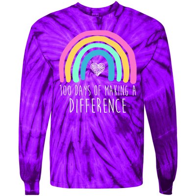 100 Days Of Making A Difference 100th Day Of School Tie-Dye Long Sleeve Shirt