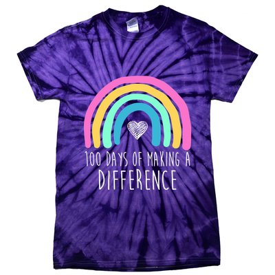 100 Days Of Making A Difference 100th Day Of School Tie-Dye T-Shirt