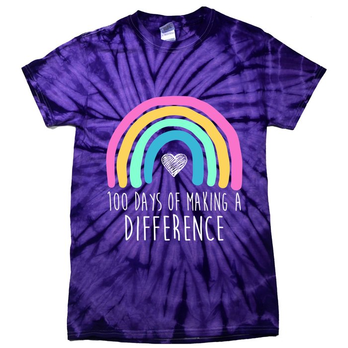 100 Days Of Making A Difference 100th Day Of School Tie-Dye T-Shirt