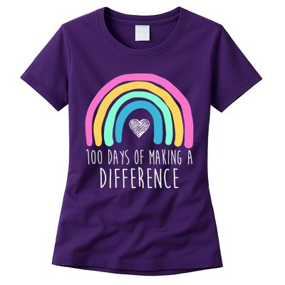 100 Days Of Making A Difference 100th Day Of School Womens T-Shirt