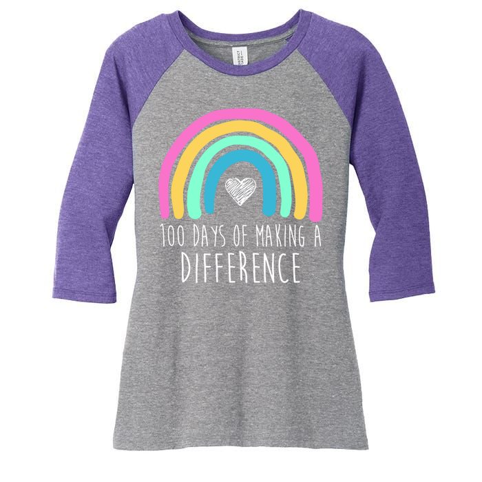 100 Days Of Making A Difference 100th Day Of School Women's Tri-Blend 3/4-Sleeve Raglan Shirt