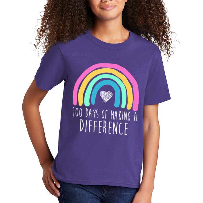 100 Days Of Making A Difference 100th Day Of School Kids T-Shirt