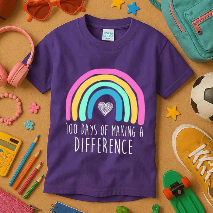 100 Days Of Making A Difference 100th Day Of School Kids T-Shirt