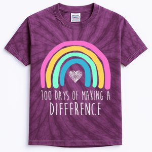 100 Days Of Making A Difference 100th Day Of School Kids Tie-Dye T-Shirt