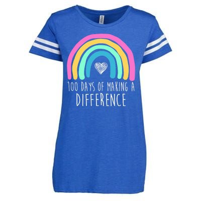 100 Days Of Making A Difference 100th Day Of School Enza Ladies Jersey Football T-Shirt