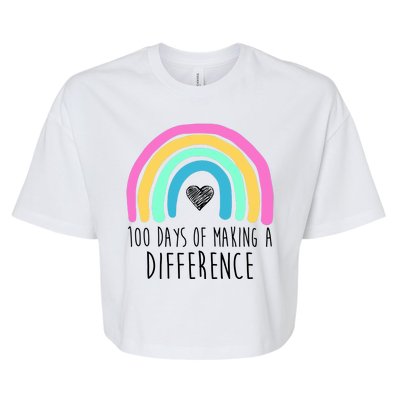 100 Days Of Making A Difference 100th Day Of School Bella+Canvas Jersey Crop Tee