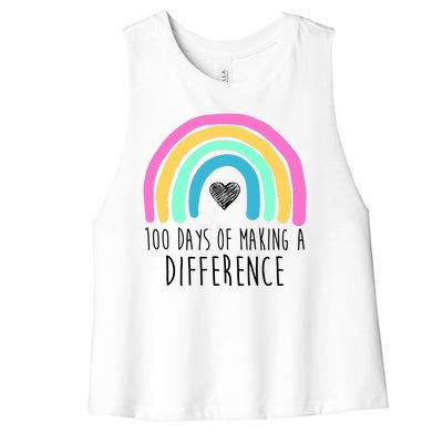 100 Days Of Making A Difference 100th Day Of School Women's Racerback Cropped Tank