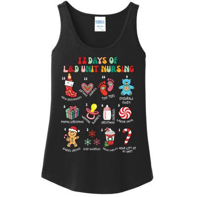 12 Days Of L&D Unit Nursing Labor & Delivery Nurse Christmas Ladies Essential Tank