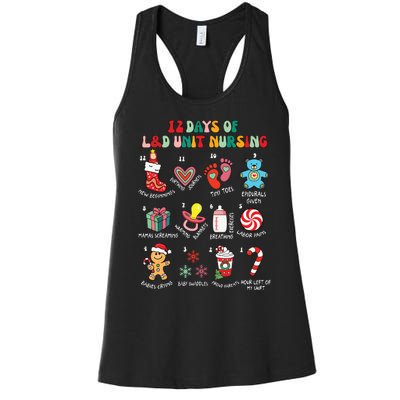 12 Days Of L&D Unit Nursing Labor & Delivery Nurse Christmas Women's Racerback Tank