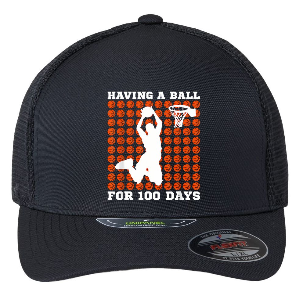 100 Days Of School Basketball 100th Day Balls For Boy Flexfit Unipanel Trucker Cap