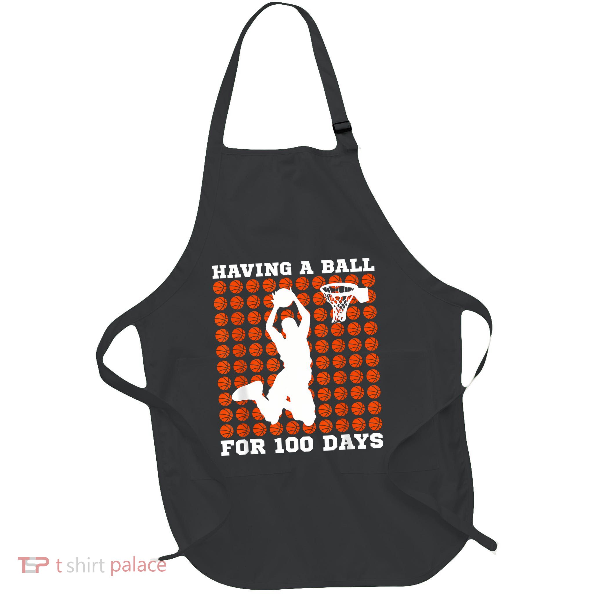 100 Days Of School Basketball 100th Day Balls For Boy Apron