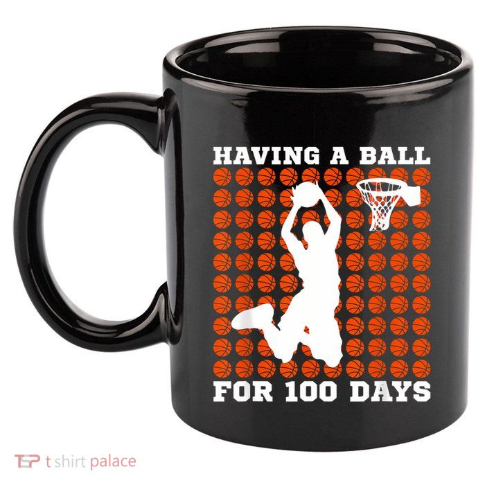 100 Days Of School Basketball 100th Day Balls For Boy 11oz C Handle Ceramic Mug