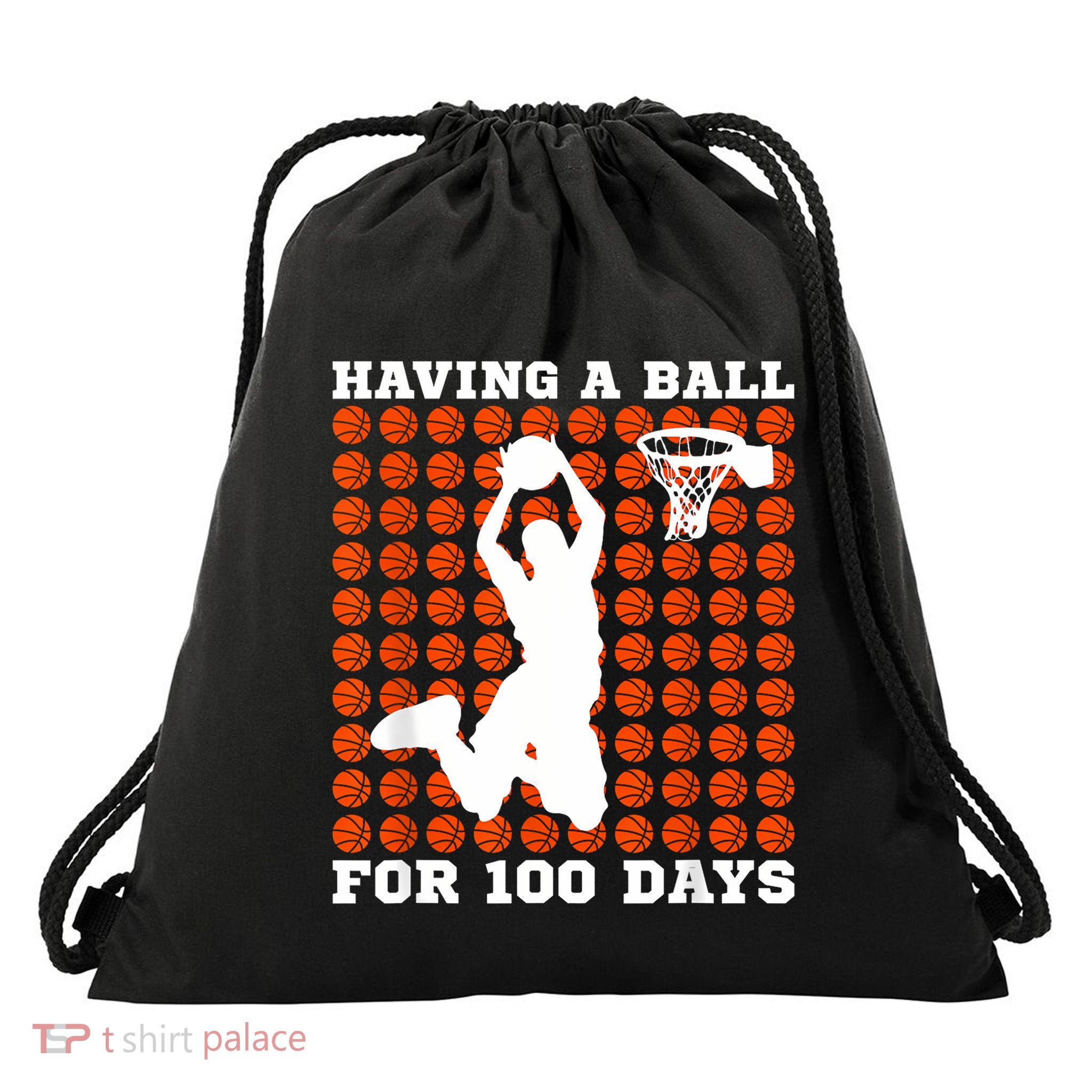 100 Days Of School Basketball 100th Day Balls For Boy Drawstring Bag