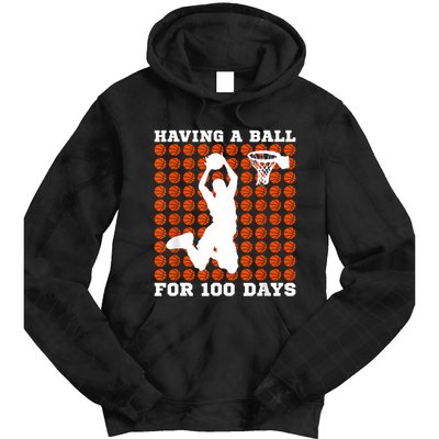 100 Days Of School Basketball 100th Day Balls For Boy Tie Dye Hoodie