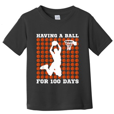 100 Days Of School Basketball 100th Day Balls For Boy Toddler T-Shirt