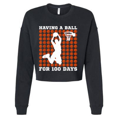 100 Days Of School Basketball 100th Day Balls For Boy Cropped Pullover Crew