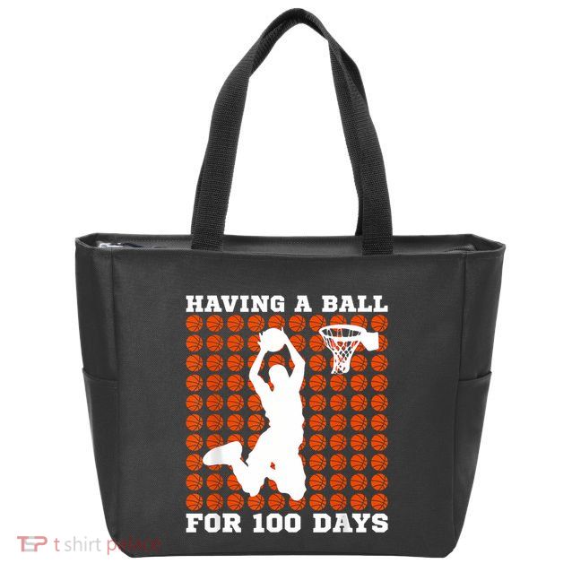 100 Days Of School Basketball 100th Day Balls For Boy Zip Tote Bag