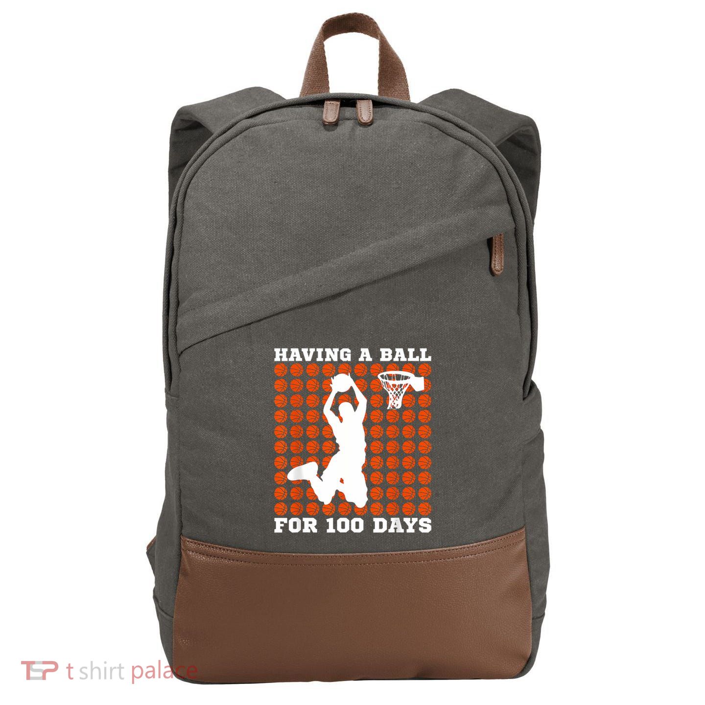 100 Days Of School Basketball 100th Day Balls For Boy Cotton Canvas Backpack