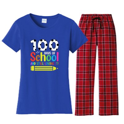 100th Day Of School Teacher 100 Days And Still Loving It Women's Flannel Pajama Set