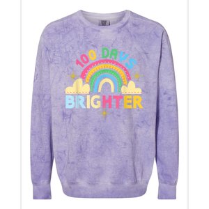 100th Days Of School 100th Day Brighter Happy 100 Days Gift Colorblast Crewneck Sweatshirt