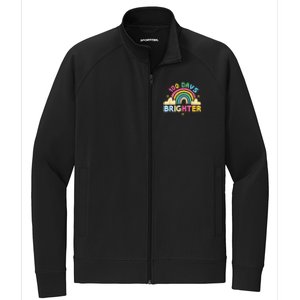 100th Days Of School 100th Day Brighter Happy 100 Days Gift Stretch Full-Zip Cadet Jacket