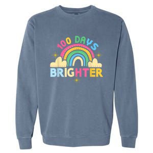 100th Days Of School 100th Day Brighter Happy 100 Days Gift Garment-Dyed Sweatshirt