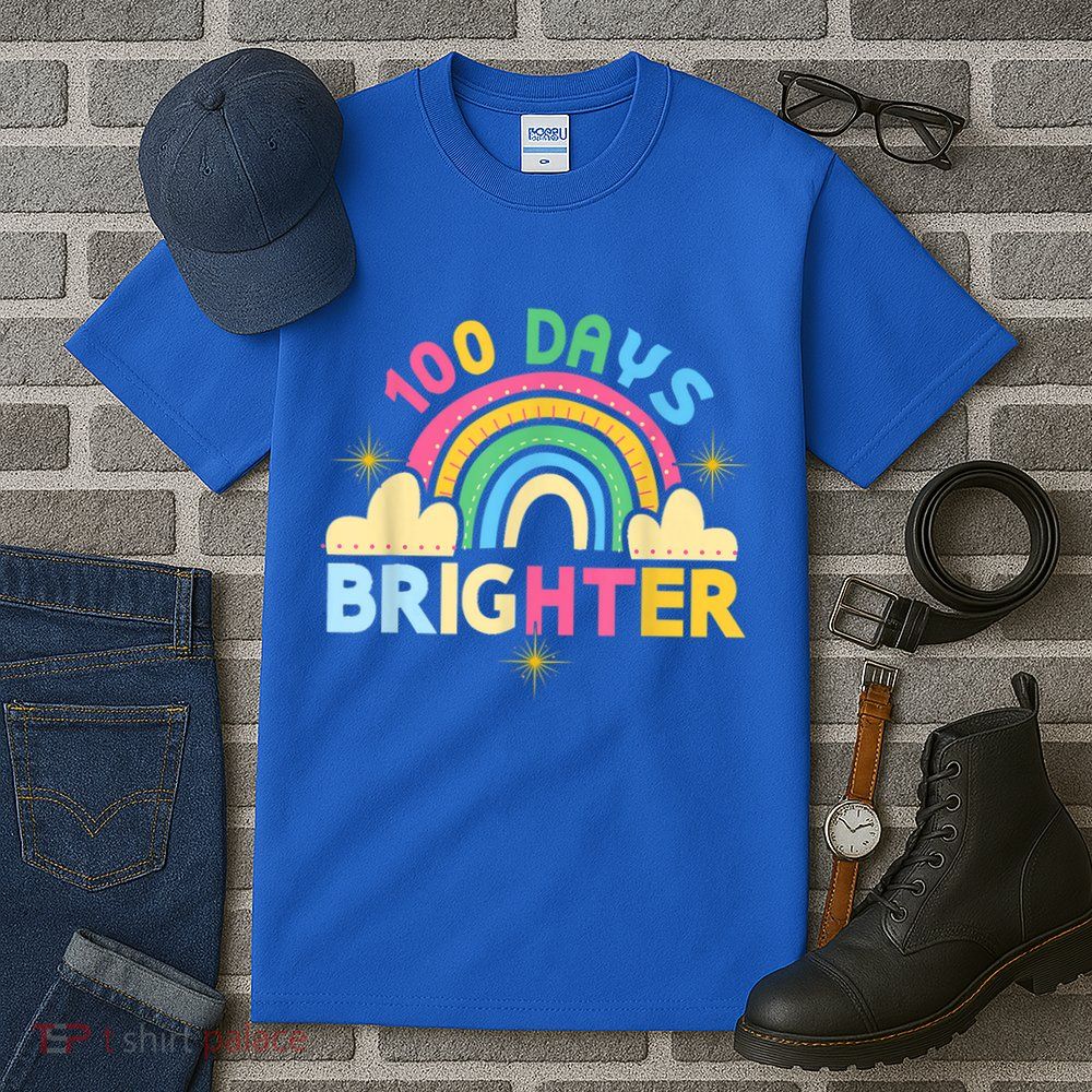 100th Days Of School 100th Day Brighter Happy 100 Days Gift Tall T-Shirt