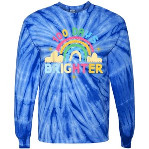 100th Days Of School 100th Day Brighter Happy 100 Days Gift Tie-Dye Long Sleeve Shirt