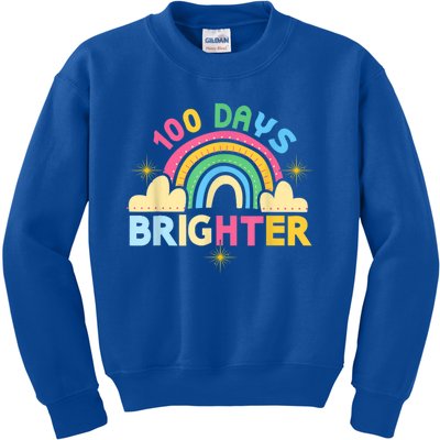 100th Days Of School 100th Day Brighter Happy 100 Days Gift Kids Sweatshirt