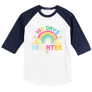 100th Days Of School 100th Day Brighter Happy 100 Days Gift Baseball Sleeve Shirt