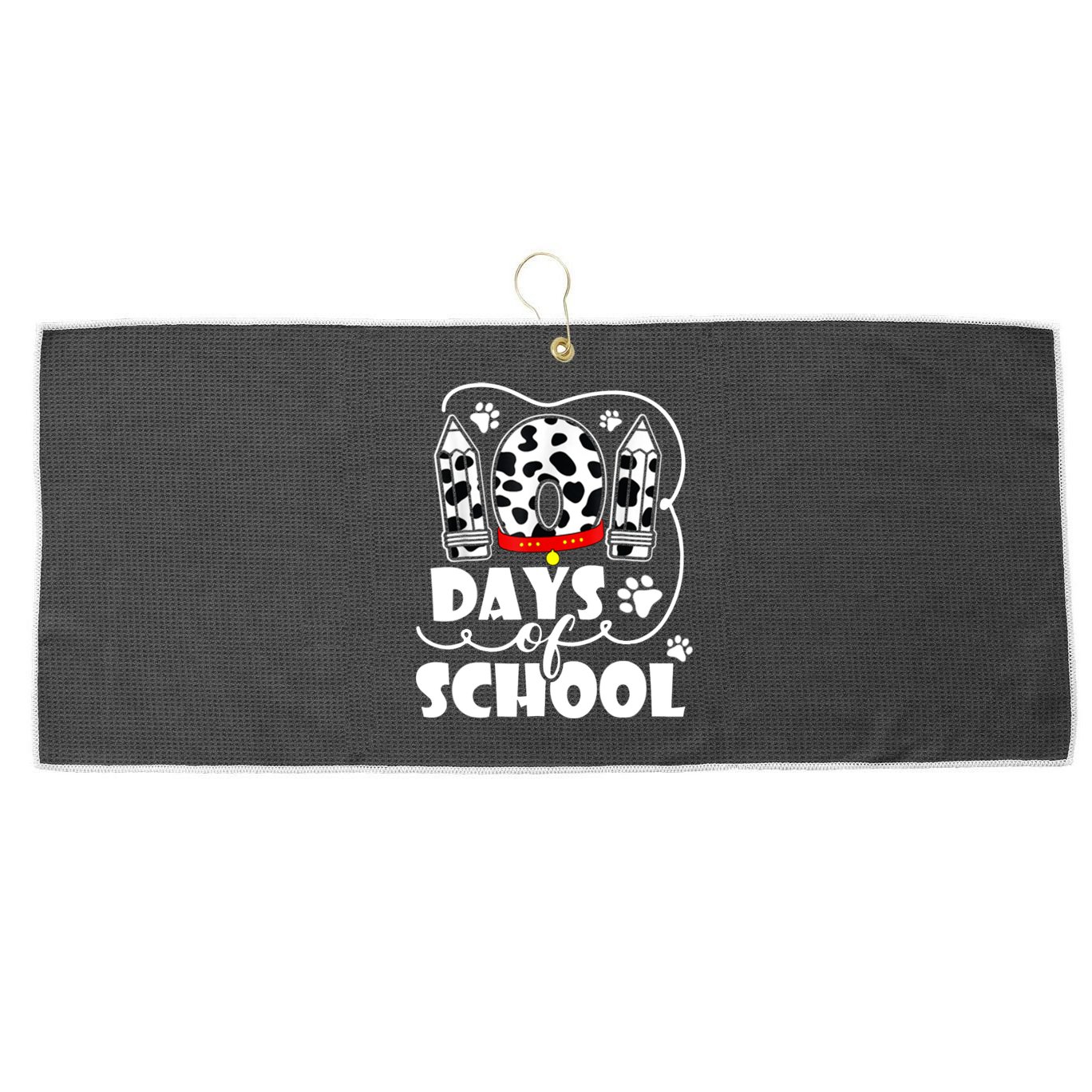 101 Days Of School Dalmatian Logo Large Microfiber Waffle Golf Towel