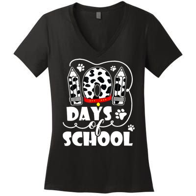 101 Days Of School Dalmatian Logo Women's V-Neck T-Shirt