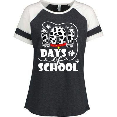 101 Days Of School Dalmatian Logo Enza Ladies Jersey Colorblock Tee