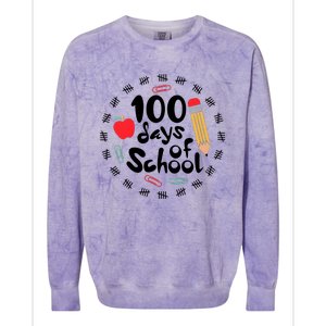 100 Days Of Hearts Celebrate 100th Day Of School Colorblast Crewneck Sweatshirt