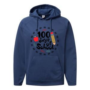 100 Days Of Hearts Celebrate 100th Day Of School Performance Fleece Hoodie