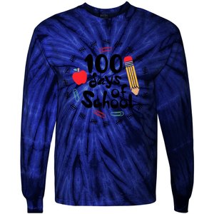 100 Days Of Hearts Celebrate 100th Day Of School Tie-Dye Long Sleeve Shirt