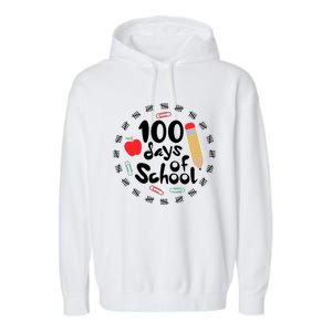 100 Days Of Hearts Celebrate 100th Day Of School Garment-Dyed Fleece Hoodie