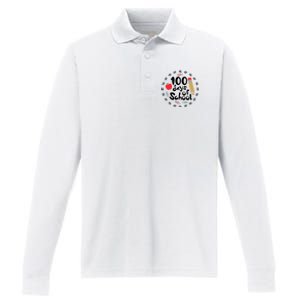 100 Days Of Hearts Celebrate 100th Day Of School Performance Long Sleeve Polo