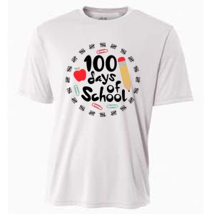 100 Days Of Hearts Celebrate 100th Day Of School Cooling Performance Crew T-Shirt