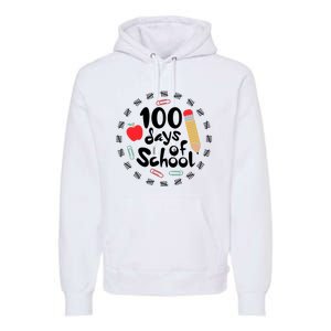 100 Days Of Hearts Celebrate 100th Day Of School Premium Hoodie