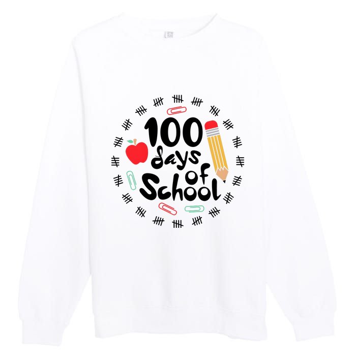 100 Days Of Hearts Celebrate 100th Day Of School Premium Crewneck Sweatshirt