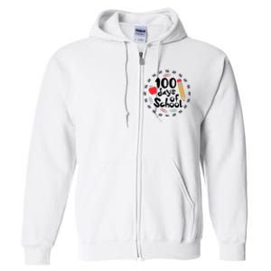 100 Days Of Hearts Celebrate 100th Day Of School Full Zip Hoodie