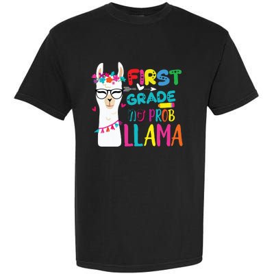 100th Day Of 1st Grade 100 Days Smarter No Prob Llama Garment-Dyed Heavyweight T-Shirt