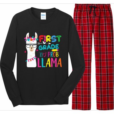 100th Day Of 1st Grade 100 Days Smarter No Prob Llama Long Sleeve Pajama Set