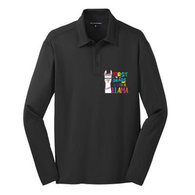 100th Day Of 1st Grade 100 Days Smarter No Prob Llama Silk Touch Performance Long Sleeve Polo