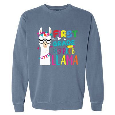 100th Day Of 1st Grade 100 Days Smarter No Prob Llama Garment-Dyed Sweatshirt